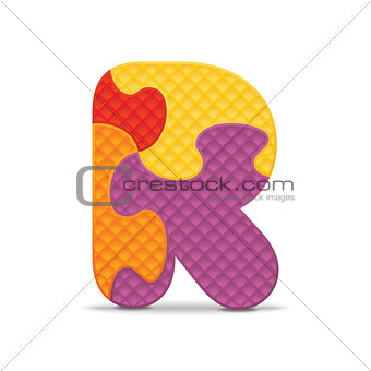 Vector letter R written with alphabet puzzle