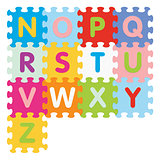 Vector alphabet from N to Z written with puzzle