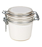 jar of cream with a steel lock
