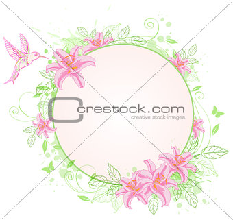 Tropical banner with lily flowers