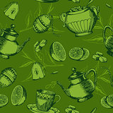 Seamless pattern with cup of tea