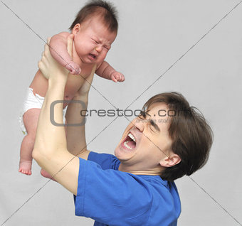Dad screaming and child crying
