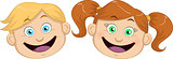 Cute Boy And Girl Heads Smiling