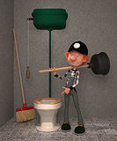 3D boy in a toilet.