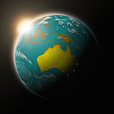 Sun over Australia on planet Earth