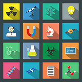Science flat icons set