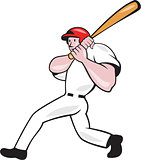 Baseball Player Batting Look Side Isolated Cartoon