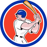 Baseball Player Batting Circle Side Cartoon