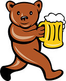 Bear Beer Mug Running Side Cartoon