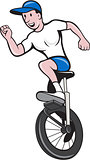 Cyclist Riding Unicycle Cartoon