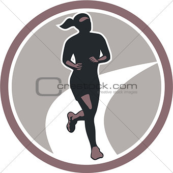 Female Marathon Runner Run Retro
