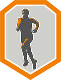Marathon Runner Running Front Shield Retro
