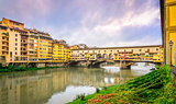 View of famous Ponte Vecchio bridge in Florence