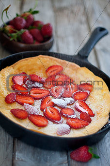 Big dutch pancake with starwberry