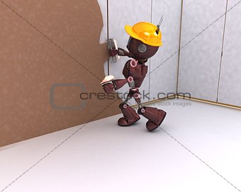 Android plastering a wall