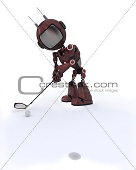 Android playing golf