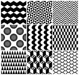 Black and White Vintage Seamless Geometric Backgrounds