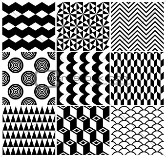 Black and White Vintage Seamless Geometric Backgrounds