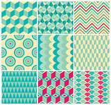 Set of Vintage Colorful Seamless Geometric Backgrounds