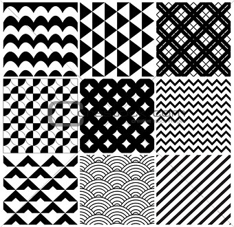 Vintage Black and White Seamless Geometric Backgrounds