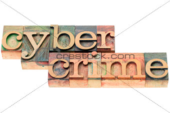 cybercrime word in wood type