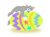 Easter egg with sleeping cat