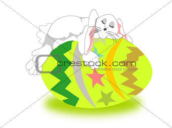Easter egg with sleeping rabbit