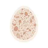 Easter Egg Card of Beige Objects on White Background
