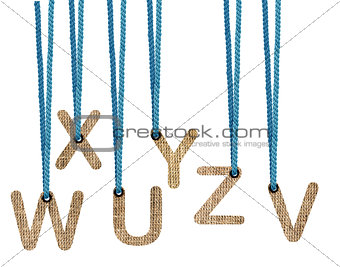 Letters hanging strings