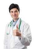 friendly doctor smiling giving thumbs up