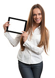 Business woman holding a tablet computer