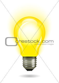 Glowing yellow light bulb as inspiration concept
