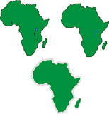 Three simple Africa outline maps