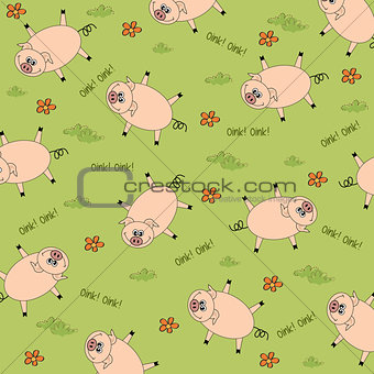 seamless background with funny pigs
