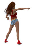 Dancing brunette girl in red top