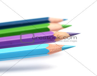Cool colour pencils closeup