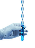 Hand holds laboratory test DNA