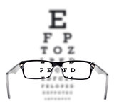 Sight test seen through eye glasses