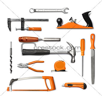 Hand tools kit isolated
