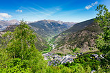 The charming town in the valley of the Pyrenees