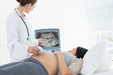 Pregnant woman undergoing ultrasound