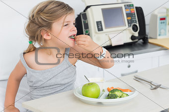 Sick girl eating healthy food