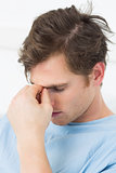 Male patient suffering from headache