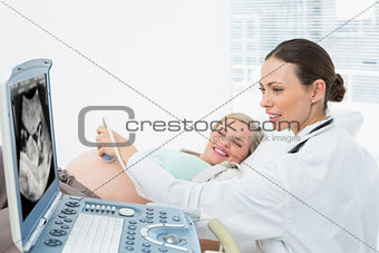 Cheerful pregnant blonde having an ultrasound scan