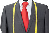 Close-up of suit and measuring tape