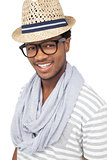 Portrait of a cool happy young man wearing hat