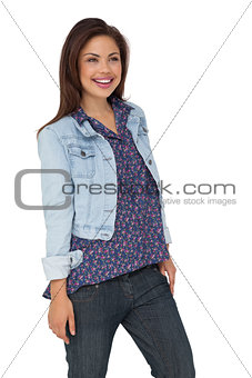 Smiling woman over white background