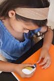 Close-up of a girl doing craftwork
