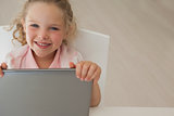 Portrait of a girl using digital tablet