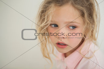 Close-up of a beautiful serious young girl